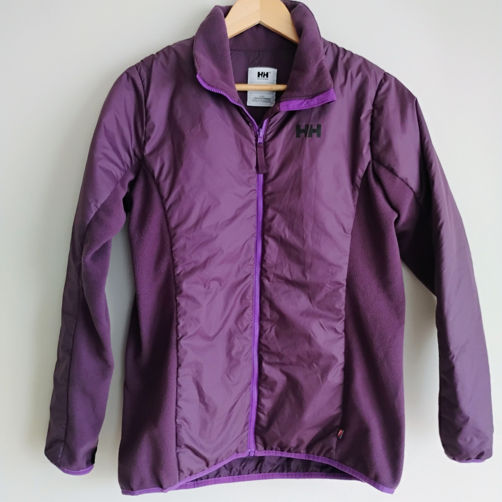 Helly Hansen Women Purple Terry Cloth Jacket Coat Primaloft Vikings Golf MED